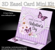 3D Easel Card Mini Kit - A Touch of Elegance Valentines Day - Flowers, Heart Lace, Butterflies & Pearls