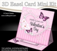 3D Easel Card Mini Kit - A Touch of Elegance Valentines Day - Flowers, Heart Lace, Butterflies & Pearls
