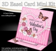 3D Easel Card Mini Kit - A Touch of Elegance Valentines Day - Flowers, Heart Lace, Butterflies & Pearls