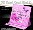 3D Easel Card Mini Kit - A Touch of Elegance Valentines Day - Flowers, Heart Lace, Butterflies & Pearls