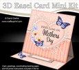 3D Easel Card Mini Kit - A Touch of Elegance Mothers Day - Flowers, Heart Lace, Butterflies & Pearls