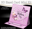 3D Easel Card Mini Kit - A Touch of Elegance Mothers Day - Flowers, Heart Lace, Butterflies & Pearls