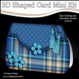 3D Shaped Card  Kit - Pretty Tartan & Polka Dot Fold Over Clutch Bag
