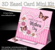 3D Easel Card Mini Kit - A Touch of Elegance Mothers Day - Flowers, Heart Lace, Butterflies & Pearls
