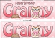 Large DL Happy Birthday GRANNY 3D decoupage with Cute Little Cat