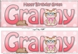Large DL Happy Birthday GREAT GRANNY 3D decoupage with Cute Little Cat