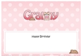 Large DL Happy Birthday GRANNY insert with Cute Little Cat