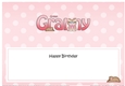 Large DL Happy Birthday GREAT GRANNY insert with Cute Little Cat