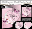 3 in 1 Floral Heart - 3D Shaped No-Hole Fold Back Card with Decoupage Mini Kit