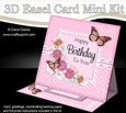 3D Easel Card Mini Kit - A Touch of Elegance Birthday - Flowers, Lace, Butterflies & Pearls