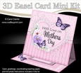 3D Easel Card Mini Kit - A Touch of Elegance Mothers Day - Flowers, Heart Lace, Butterflies & Pearls