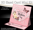 3D Easel Card Mini Kit - A Touch of Elegance Mothers Day - Flowers, Heart Lace, Butterflies & Pearls