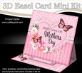 3D Easel Card Mini Kit - A Touch of Elegance Mothers Day - Flowers, Heart Lace, Butterflies & Pearls