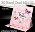 3D Easel Card Mini Kit - A Touch of Elegance Mothers Day - Flowers, Heart Lace, Butterflies & Pearls