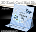 3D Easel Card Mini Kit - A Touch of Elegance Mothers Day - Flowers, Heart Lace, Butterflies & Pearls