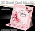 3D Easel Card Mini Kit - A Touch of Elegance Birthday - Flowers, Lace, Butterflies & Pearls