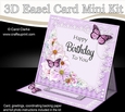 3D Easel Card Mini Kit - A Touch of Elegance Birthday - Flowers, Lace, Butterflies & Pearls