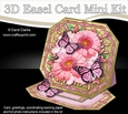 3D Easel Card Mini Kit - Butterfly & Flowers on Octagonal Gold Frame