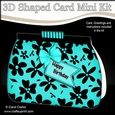 3D Shaped Card  Kit - Pretty Black Floral Clutch Bag