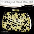 3D Shaped Card  Kit - Pretty Black Floral Clutch Bag