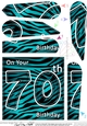 Fun Zebra Striped 70th Birthday Fan Pyramage Topper