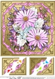 8 x 8 Pretty Flowers on Gold Frame Scalloped Corner Topper 