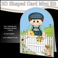 3D Shaped Card Kit - In the Garden - Young Man is picking Flowers