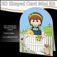 3D Shaped Card Kit - In the Garden - Young Lady is picking Flowers