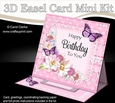 3D Easel Card Mini Kit - A Touch of Elegance Birthday - Flowers, Lace, Butterflies & Pearls