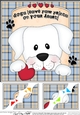8 x 8 Scalloped Corner Topper - Dogs Leave Paw Prints - White Labrador Dog