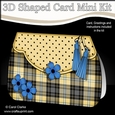 3D Shaped Card  Kit - Pretty Tartan & Polka Dot Fold Over Clutch Bag