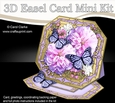 3D Easel Card Mini Kit - Butterfly & Flowers on Octagonal Gold Frame