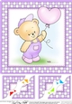 Hunney Bear Robert has a Balloon - 8 x 8 Scalloped corner Topper