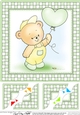 Hunney Bear Robert has a Balloon - 8 x 8 Scalloped corner Topper