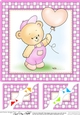 Hunney Bear Robert has a Balloon - 8 x 8 Scalloped corner Topper