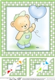 Hunney Bear Robert has a Balloon - 8 x 8 Scalloped corner Topper