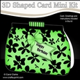 3D Shaped Card  Kit - Pretty Black Floral Clutch Bag
