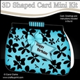 3D Shaped Card  Kit - Pretty Black Floral Clutch Bag