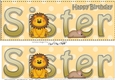 Large DL Happy Birthday SISTER 3D decoupage with Cute Lion