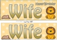 Large DL Happy Birthday WIFE 3D decoupage with Cute Lion