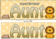 Large DL Happy Birthday AUNT 3D decoupage with Cute Lion