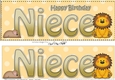 Large DL Happy Birthday NIECE 3D decoupage with Cute Lion