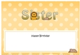 Large DL Happy Birthday SISTER insert with Cute Lion
