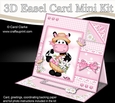 3D Easel Card Mini Kit - Pretty in Pink - Milly Moo Cow has a Basket of Flowers