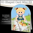 3D Shaped Card Kit - In the Garden - Young Girl has picked the Veggies