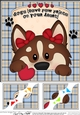 8 x 8 Scalloped Corner Topper - Dogs Leave Paw Prints - Husky Dog