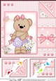 Cute Little Livvy Bear & Lace - 8 x 8 Scalloped Corner Topper 