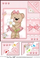 Cute Little Livvy Bear & Lace - 8 x 8 Scalloped Corner Topper