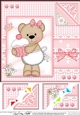 Cute Little Livvy Bear & Lace - 8 x 8 Scalloped Corner Topper