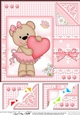 Cute Little Livvy Bear & Lace - 8 x 8 Scalloped Corner Topper